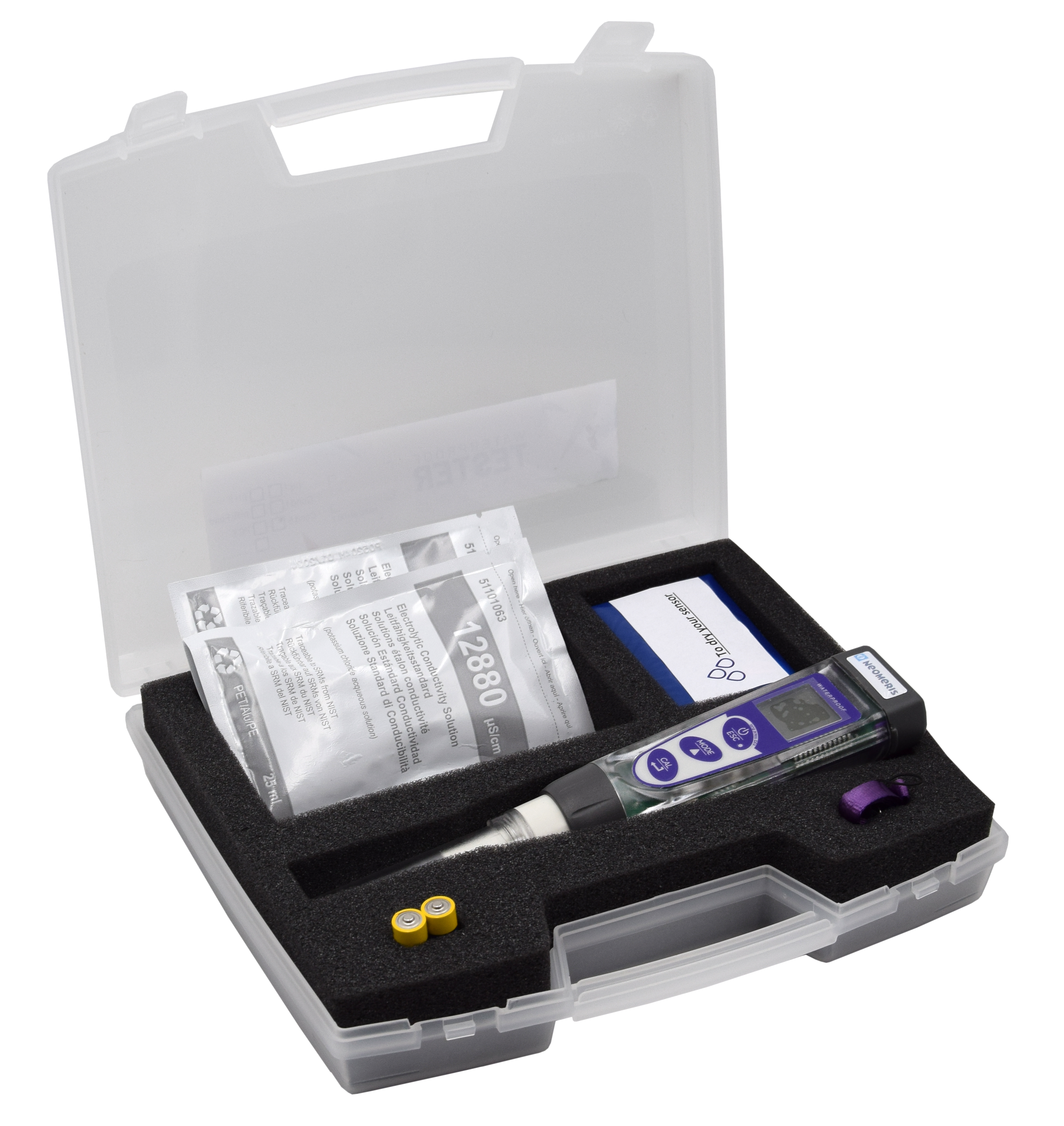 Advanced conductivity/TDS/salinity./temp. pocket tester in measuring case – multiparameter handheld tester